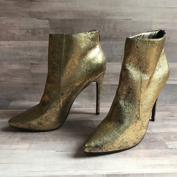 gold metallic booties